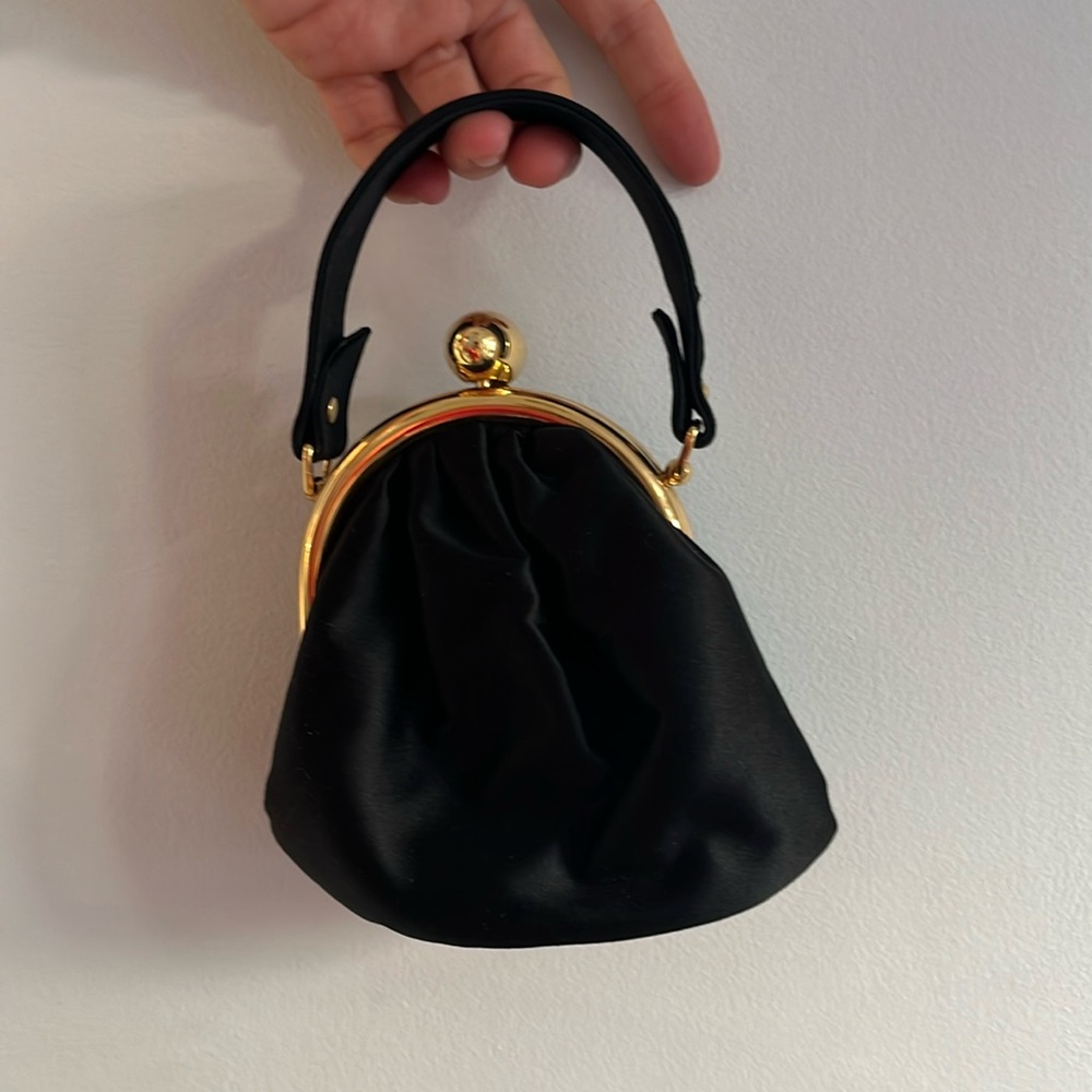 LULU GUINNESS mini black satin purse - Picture 2 of 9